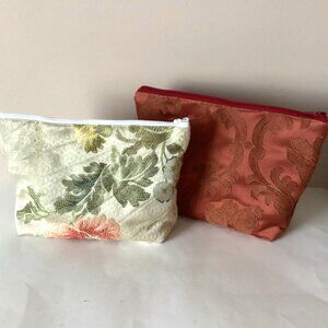 2 Handmade Make-up Cosmetic Toiletry Bags Small Travel Sewing Pouch Bag